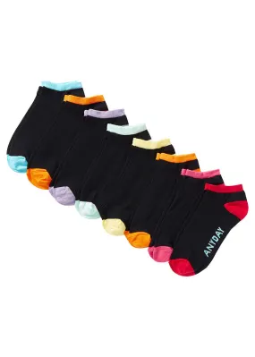 Calcetines deportivos con los días de la semana (8 pares) de algodón orgánico Negro multicolor