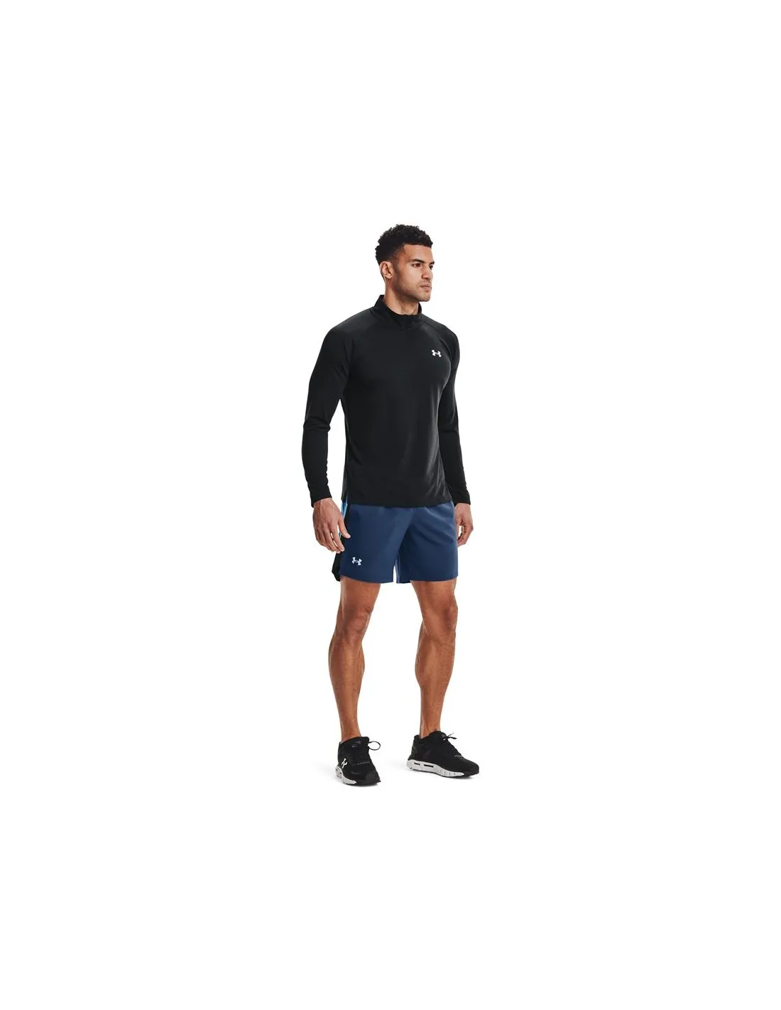 Camiseta de running Under Armour STR Zip Hombre Blk