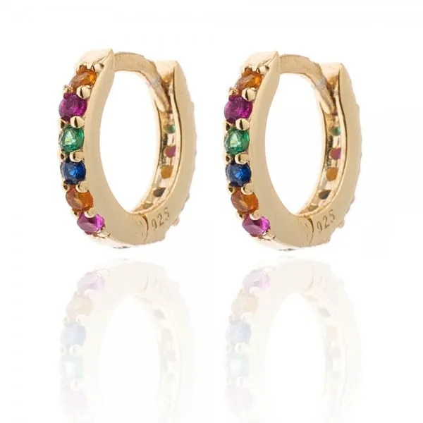 Pendientes en plata de ley Orion Multicolor Gold