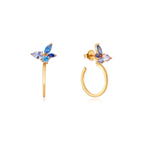 Pendientes Viceroy Elegant de plata bañado en oro aro con motivo floral 13134E100-39