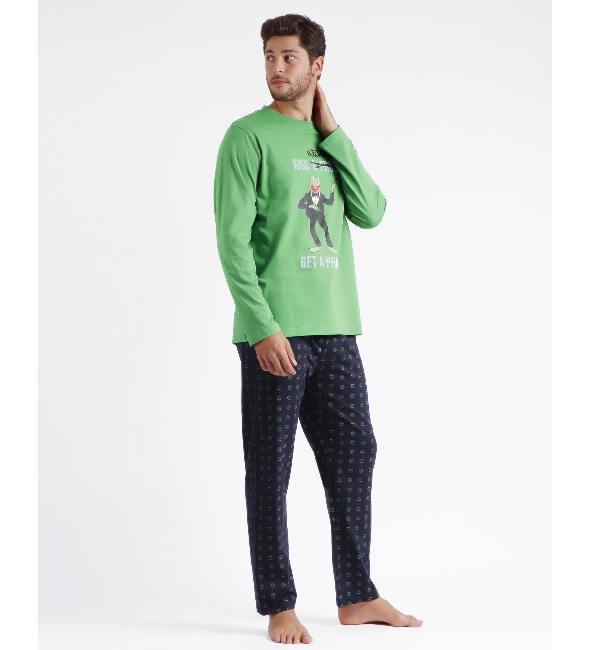 Pijama Manga Larga Kermit Kiss verde