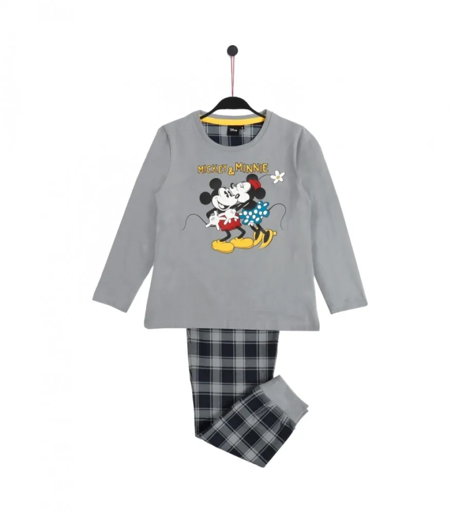 Pijama Manga Larga Mickey gris